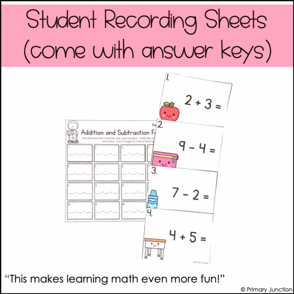 Addition and Subtraction Within 10 Math Fact Fluency Scoot Game Task Cards Write - Image 5