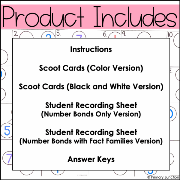 Number Partners of 6 and 7 Fact Families Addition Number Bonds Task Scoot Cards - Image 3