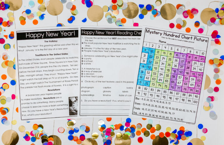 Free 2026 New Year Reading Passage & Mystery Color by Code