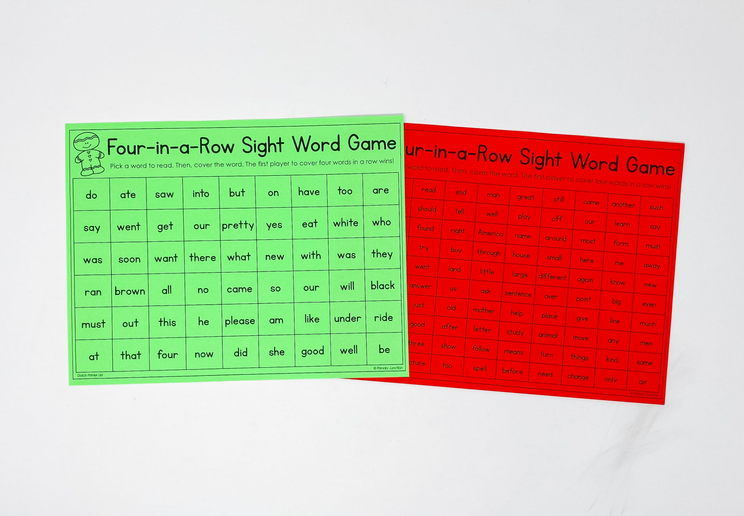 Gingerbread Sight Word Four in a Row Game Dolch Fry Lists Differentiated Winter Break Review Game Gingerbread Four-in-a-Row Sight Word Game