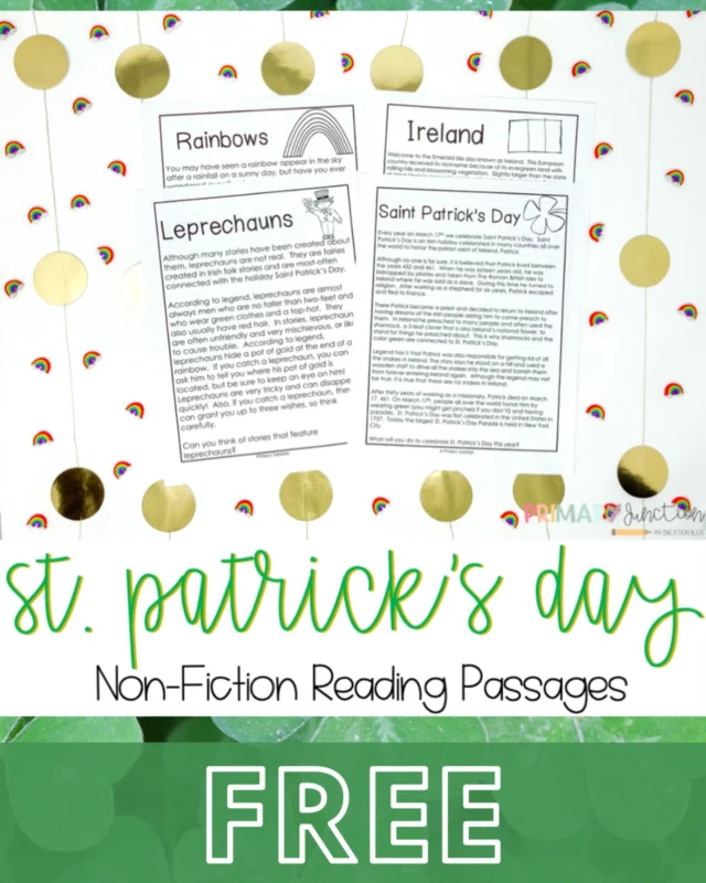 4 FREE St. Patrick’s Day reading comprehension passages! Comment “March” for a DM with link! ☘️