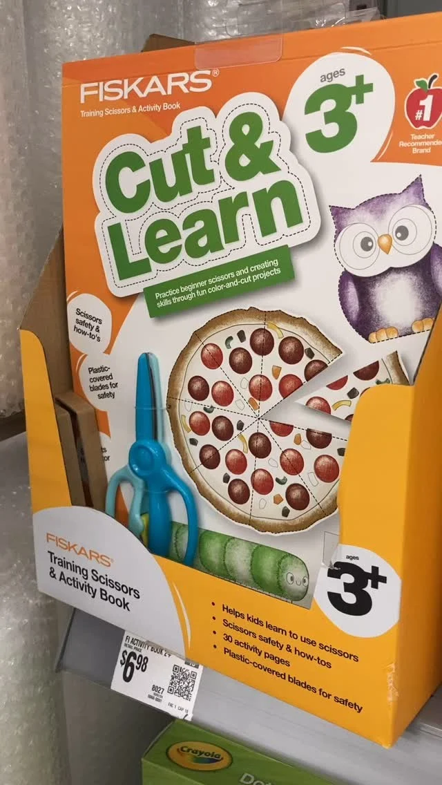 Walmart has some great fine motor activities in their school supply section! I found cutting activity books, tripod grasp markers, jumbo crayons, and easy-grip crayons. These would be perfect for the classroom or for students to practice fine motor skills with at home! #finemotor #cuttingskills #coloring #ot #occupationaltherapy #finemotorskills #finemotoractivity #teachersfollowteachers #walmartfinds #walmart #iteachkindergarten #iteachfirst